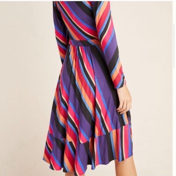 Anthropologie Maeve Striped Faux Wrap Dress XS - Picture 2 of 3